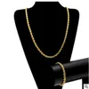 MEN HIP HOP 6 5MM HEPT Chain Hiphop Rope Chain 14K Gold Silver Bracelet Necklace Set297Z