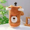 Vêtements pour chiens automne hiver dessin animé ours brun peluche polaire petit animal chat vêtements vêtements manteau sweat à capuche sweat-shirt gilet tenue costume