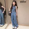 Kledingsets Zomermode-outfit voor kinderen Meisjes Denim 2-delige mouwloze jassen en jeansbroeken Set Tieners Jong meisje