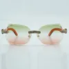 Nouvelles ventes directes d'usine mini lentilles entièrement incrustées avec lunettes de soleil en diamant micro-pravé 8300817 lunettes de soleil en bois orange naturel 18-135mm