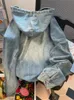 Deeptown Vintage Denim vestes à capuche femmes Harajuku Hip Hop décontracté surdimensionné sweats mode ample à manches longues hauts manteau esthétique 240301