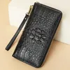 Wallets Men And Woman Cow Leather Zipper Casual Male Crocodile Pattern Vintage Purse Wallet For Man Women