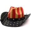 Bérets Mode Drapeau Américain Western Cowboy Chapeau Été Paille Soleil Pour Femmes Hommes Sombrero Hombre Jazz Caps