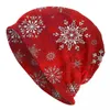 Berets Hat Red Gradient Snowflakes Fashion Caps For Men Women Happy Merry Christmas Skullies Beanies Ski Soft Bonnet Hats