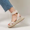 Espadrilles Dress Womens 575 플랫폼 신발 샌들 웨지 샌들 한 스트랩 소 가죽 여름 여름 레이디 빈티지 Womangladiator S 104 S