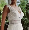 De novia vestido boho jurken 2024 v nek strand kanten bruiloftjurken elegante bohemian tule a line bruidsjurk yd