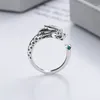 Klusterringar trendiga 925 sterling silver ring för par smycken utsökt drake phoenix kristall ögon djurmönster män kvinnor finger