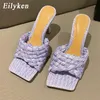 Eilyken Summer Slipper Splove Slajdes Panie Eleganckie cienkie obcasy na zewnątrz Sandały Sandały Buty Plus Size 40 240228