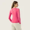 L-9083 Sweat-shirts élastiques à col rond pour femmes, chemises à manches longues, dessus de Yoga, T-shirts respirants en maille, vêtements Fiess à séchage rapide, chemise de course noire Slim