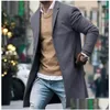 Mezclas de lana para hombres Moda para hombre Gabardinas Cálido Espesar Chaqueta de lana Peacoat de lana Abrigo largo Tops Outwear Chaquetas con botones Drop D Dh5Yl