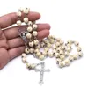 Pendant Necklaces 3 Styles 8mm Cross Pink Spotted Rosary Necklace Catholic Christian Party Wedding Prayer Bead Religious Chain Jew288V