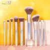 Docolor 9pcs Foundation Foundation Makeup Brush Women Sposobowy proszek twarz Blush Bending Beauty Make Up Beauty Tool z torbą 240220