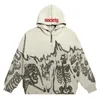 BIG PROMOTION Y2K Hip Hop Gothic Hoodie Mens Street Apparel Skull Pattern Zip Up Sweatshirt Casual Top Vintage Coat Unisex 240227