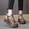 Sapatos casuais yourseason couro genuíno senhoras tênis rendas-up cor misturada moda primavera vintage lazer confortável plataforma tênis