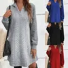 Casual Kleider Frauen Gestrickte Pullover Kleid Mit Kapuze Herbst Winter Solide Langarm Rippen Pullover Stricken Mini Cocktail Party Streetwear