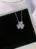 Designer Necklace VanCF Necklace Luxury Diamond Agate 18k Gold Clover Necklace Sterling Plated gold diamond inlaid clover Pendant with petals full of diamond chain
