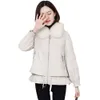 Nova jaqueta de couro haining para outono e inverno 2023, jaqueta de algodão curta feminina, gola de pele de raposa real, casaco de pelúcia 416894