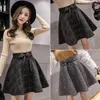 Wełniana kratona spódnica wysokiej talii Kobiet Koreańska Slim Mini Aine Lace Up Ball Suknia Autumn Winter Preppy Style Skort Female 240301