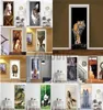 Papel tapiz de PVC de animales, pegatina de puerta 3D autoadhesiva, Mural de tigre, caballo, elefante, Panda, decoración del hogar extraíble, pegatina DIY Deur 218894865