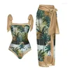 Women's Swimwear Summer 2024 MultiColor Printing One Piece Swimsuit Seperated Personality Fashion High Waist Bikini Bathing Suit