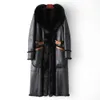 Chain Haining Spring och Autumn Rabbit Integrated Long 2024 New Fox Collar Fur Coat for Women 952612