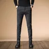 Jesień ekskluzywne mężczyźni swobodne spodnie grube bawełniane i lniane męskie spodnie proste spodnie biznesowe Plus Size 38 240309