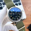 New Little Prince Aviator IW326801 Miyota 8215 Automatic Mens Watch Black Dial Steel Case Army Green Nylon Strap Watcehs Swis318S