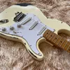 Guitarra elétrica ST Relics por mãos guitarra maple fingerboard creme branco em estoque