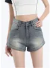 Pantaloncini da donna Retro Blue Denim American Street Style Young Girls Capris Summer Female Vita alta Mini jeans skinny sexy