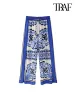 Capris Traf Women Fashion Printed Wide Leg Pantsヴィンテージミッドエラスティックウエスト