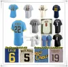 Baseball Jersey Christian Yelich Custom Men Men Młodzież Milwaukee''Brewers''robin Yount Brian Anderson Willy Adames Rowdy Tellez Joey Wiemer Brice Turang