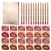 12 Pcs Lip Liner Contour Matte Lipstick Pencil Set Waterproof Velvet Nude Lipstick Pencil Sexy Red Brown Pigments Non-stick Cup 240301