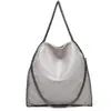 Moda feminina corrente bolsa de ombro grande capacidade crossbody tote feminino dobrável bolsas de cor sólida sacos de compras 240309