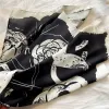 Black White Designer Letters Print Flower Silk Scarf Headband for Women Fashion Long Handle Bag Scarves Paris Shoulder Tote Luggage Ribbon Head Wraps 70X70CM