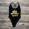 Zwiemień kąpielowy urodziny królowa korona kąpiel Kobieta seksowna krzyż z tyłu stroju kąpielowego Kobiet 2023 High Cut One Piece Bathing Suit Party Bodysuit na plaży