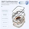 360 Full Waterproof Case For Apple Watch Ultra 2 9 7 8 45mm 41mm 49mm 44mm 40mm Glass Screen Protector Cover Case Bumper iWatch 4 5 SE 6
