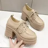 2023 rendas até primavera bombas femininas mocassins pretos y 10cm plataforma de salto alto britânico outono senhoras sapatos de fundo grosso 240301