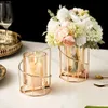 Candle Holders European Style Metal Candlestick Glass and Iron Flower Accessories Storage Bottle Romantic Wedding Birthday Dinner Decoration T240309