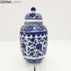 Vases Chinese ic Ceramic Painted Vase Antique Blue and White Porcelain Floral Arrangement Vintage Home Decor Crafts Storage Jar L240309