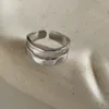 Clusterringen Dikke dubbellaagse open ring 925 sterling zilver verguld minimalistisch eenvoudig verstelbaar gepolijst effen breed voor dames