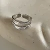 Klusterringar chunky dubbel lager öppen ring 925 sterling silver guldpläterad minimalistisk enkel justerbar polerad vanlig bred för kvinnor