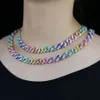 2021 Iced Out Rainbow Emamel Women Hip Hop Choker Jewelry Pave 5A Cubic Zirconia 11mm Cuban Chain Choker Necklace Jewelry Drop Shi309i