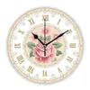 Настенные часы, стильные викторианские часы с персиком, розовой розой и цветочным принтом для гостиной, шикарные французские винтажные цветочные часы для кухни, спальни, декор для часов
