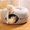 Pet Donut Felt Cat Nest Fun Interaktif Oyuncak Tüneli Eklenebilir Çift Katmanlı Kompozit Yapı Evrensel Kedi Baş Kesme Tasarımı 240226