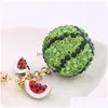 Key Rings Alloy Keychain For Women Handbag Crystal Rhinestone Watermelon Lovely Ring Car Holder Charm Jewelry Drop Delivery Dhk1K