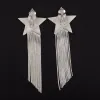 Stilista di marca Star Big Ear Clip Orecchini con nappe in cristallo di diamanti Donne Gioielli di lusso famosi di alta qualità Shine Party