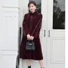 2023 Nuovo Pinmink Long Haining Cappotto da donna in vera pelliccia di visone in pelle City 517997