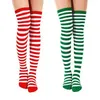 Chaussettes pour femmes, bas de couleur contrastée, 3 paires, rayures vertes et blanches, haute élasticité, pour les vacances, noël, spectacle sur scène