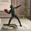 Decorative Objects Figurines Doll Banksy Throwing Flower Girl Flower Thrower Sculpture Street Art Style Office Decoration Trend Creative Home Decoration T240309