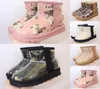 2021 Projektant Lian Classic Clear Mini Boots Lia Women Women Women Winter Snow Futra Futra Dziewczyny Dziewczyny Kid Men Satin Bot Botki Botki Pół kolan Krótkie rozmiar 7113245